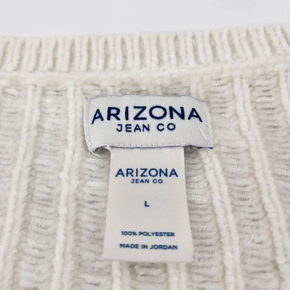 Arizona Jean Co Women's Knit Sweater White V Neck Long Sleeve Cropped Size L - Picture 3 of 5